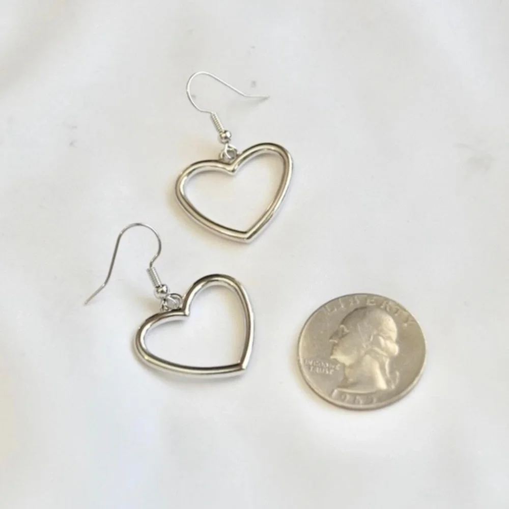 Simple Silver Heart Earrings